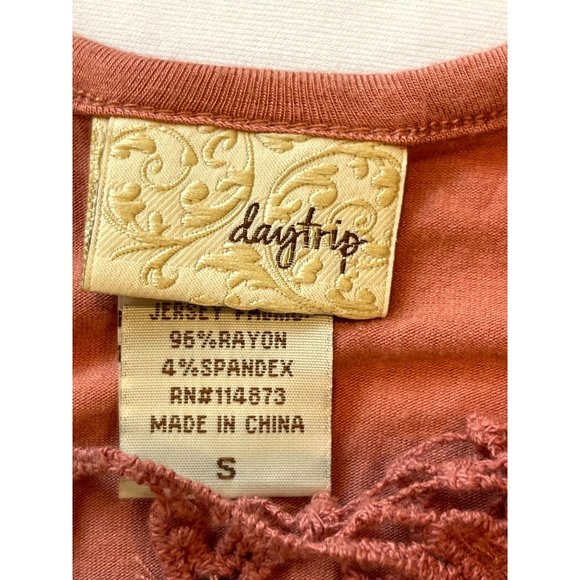 Daytrip Women's Cocktail Beaded Blouse Top M4191W5248 Flutter Sleeve Pink Small - Picture 5 of 7